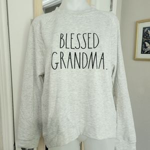 Rae Dunn Set Blessed Grandma Sweatshirt & Makeup Bag! Oatmeal Heather S NWT